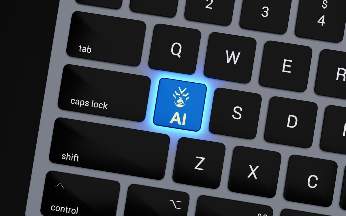 Künstliche Intelligenz und moderne Technik auf einer Tastatur